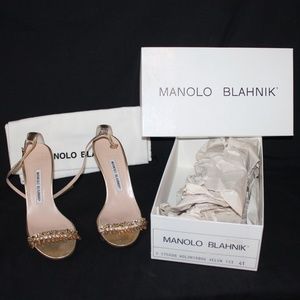 Manolo Blahnik Gold Strappy Sandals